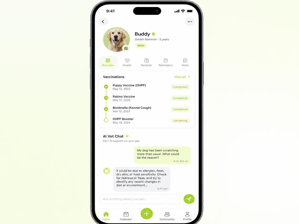 PetGuard — Здоровье питомца + AI-чат ветеринара
