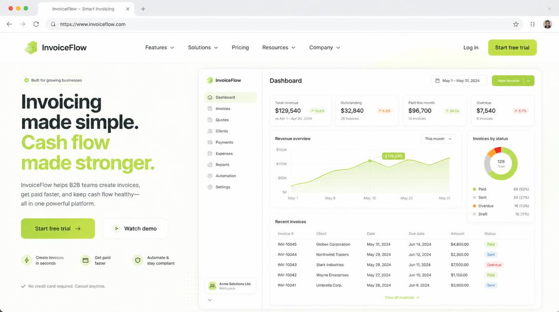InvoiceFlow — B2B SaaS · биллинг